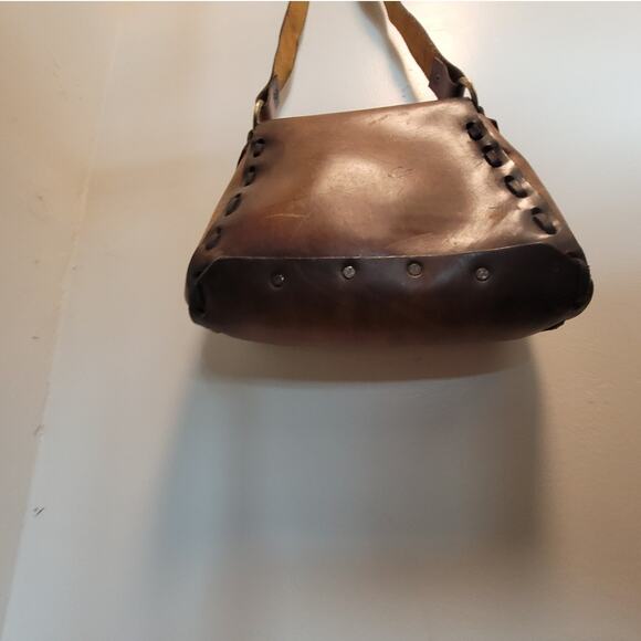 Seventies Brown Leather Boho Shoulder Bag Soft Hippie Vibe Wanderer Retro Style - Picture 7 of 12